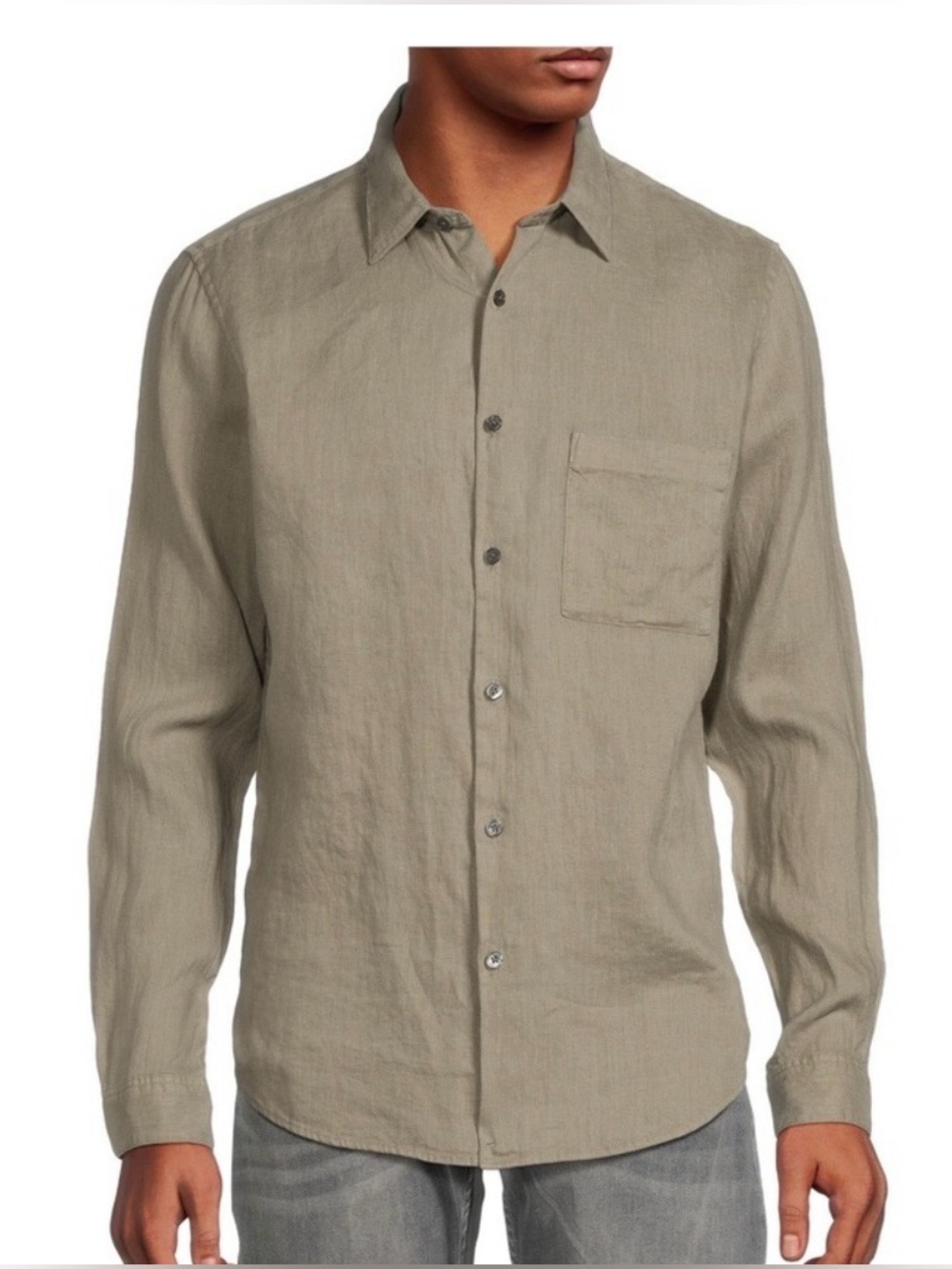 Theory Irving Wasabi Precise Linen Button Up Shirt